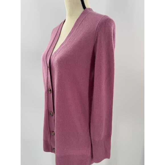 Bloomingdales 100% Cashmere Cardigan Sweater Rose Pink Long Cardi Medium NWT - Picture 3 of 8